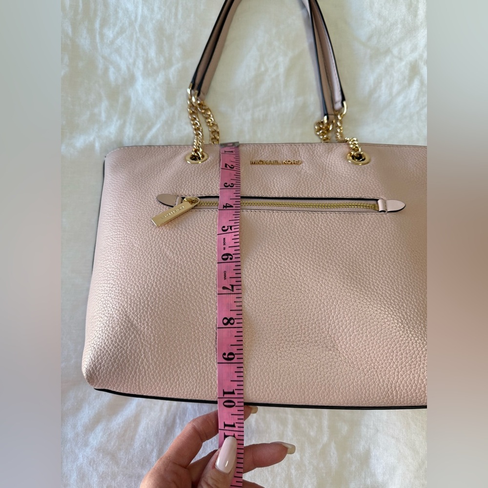 MICHAEL KORS Jet Set Item Leather Medium Front Zip Chain Tote Powder Blush - Picture 3 of 11